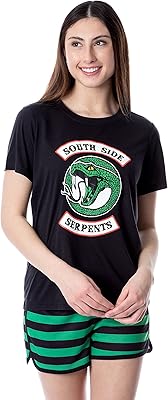 Night pajama set Riverdale Southside Snakes for women, short round neck.. Nigeria shops with DIAYTAR — wide selection, fast shipping, and great value.