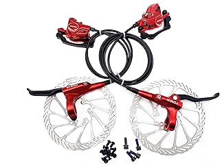 Wiroj Hydraulic disc brake kit for mountain bikes, front and rear front and rear disc brake kit for XC trail mountain bike, electric bike, fat bike, mechanical disc brake kit (red - Hydraulic disc brakes for bicycle).. DIAYTAR NIGERIA: Where affordability and variety meet with convenient delivery within 8 days.