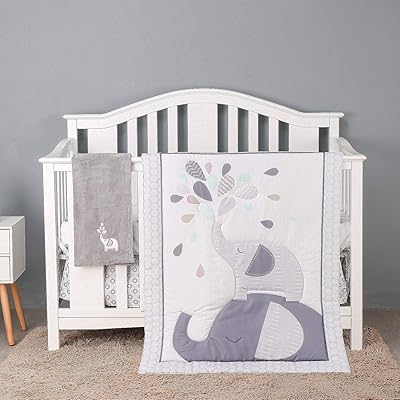 4 -piece baby bedbags in gray embroidered microfiber, elephant pattern | Duvet, cloth, anti-dust steering and blanket.. Shop smarter with DIAYTAR NIGERIA's diverse marketplace and budget-friendly nationwide delivery.