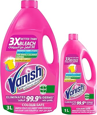 Vanish liquid for white clothing, can be used with or without detergents and additives, 3 liters and 1 liter (lot of 2).. Transform your shopping experience with DIAYTAR NIGERIA's vast product selection delivered at unbeatable prices.