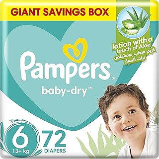 Baby Dry diapers, moisturizing lotion with aloe vera gel extract and pampers' leakage protection, size 6, for children of 13 kg and more, 72 layers.. DIAYTAR Nigeria combines variety, affordability, and speed — making your online shopping experience not only enjoyable but also cost-effective.
