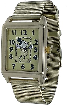 Analog watch with three Disney MK8140 ​​needles with rectangular golden mesh bracelet for unisex, gold color, gold.. Find quality and variety without breaking the bank — only on DIAYTAR Nigeria.