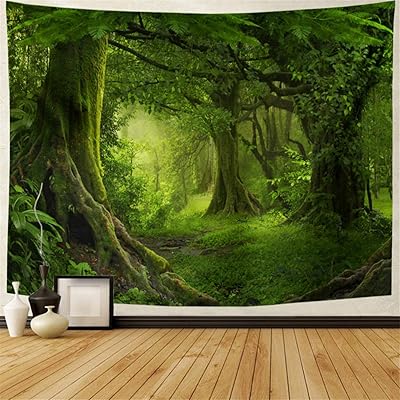 Lahasbja virgin forest wall tapestry, green tree in a misty forest, wall decoration to hang, natural landscape, decoration for living room l/79 \ "x 60 \".. Shop with purpose at DIAYTAR NIGERIA, where diverse selection meets budget-friendly nationwide delivery.