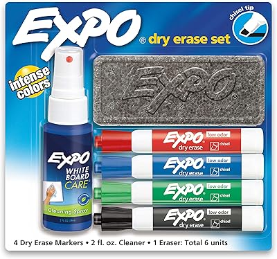 Expo 80653 Dry erasable kit with low odor, beveled point, matching colors, 6 pieces.. Shop with purpose at DIAYTAR NIGERIA and receive quality products at budget rates within 8 days.