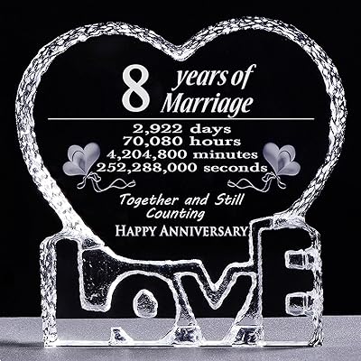 Wedding gifts YWHL 8 years for women, Happy Wedding Birthday For Women, Romantic Souvenir in Crystal.. From tech gadgets to groceries, DIAYTAR Nigeria is your all-in-one online store. And the best part? Delivery happens fast — between 5 to 8 days.