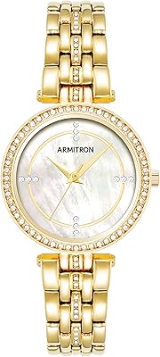 Armitron natural crystal bracelet watch for women, 75/5803, gold, gold, bracelet.. DIAYTAR NIGERIA: Your one-stop e-commerce destination with affordable prices and nationwide delivery in 5-8 days.