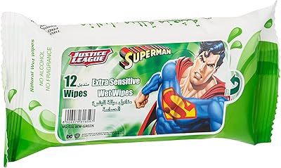 Extra Sensitive Justice League wipes, 12 sheets, (120 wipes), pack of 10.. DIAYTAR NIGERIA: Your affordable shopping destination with thousands of products delivered in days.