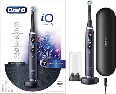 Oral-B Io-9 rechargeable electric toothbrush designed by Braun 1 black sleeve of high black.. Affordable choices, delivered fast — that's the DIAYTAR Nigeria promise.