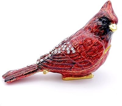 JWT Astyle Red Cardinal Bird Gifts with Hinge jewelry boxes. Decorative souvenir rings box support. Organizer of necklaces, rings, earrings. Bird figurines to collect, interior decoration gifts for women... Shop confidently with DIAYTAR NIGERIA's vast product range and budget-friendly nationwide shipping.