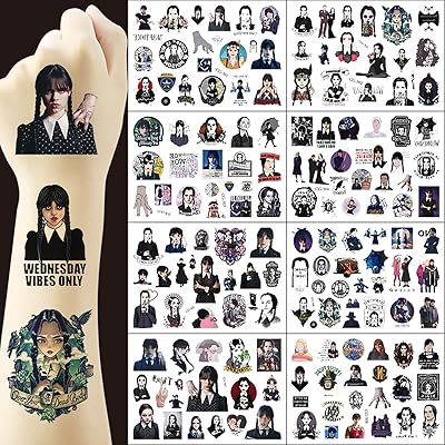 Wednesday Addams Temporary Tattoos For Kids 8 Cartoon Leaves Wednesday Film Birthday Party Favors Favors Tattoos Sticker Festival Decorations for School Room Price Girls Carnival.. DIAYTAR NIGERIA transforms online retail with unbeatable prices and consistent delivery timeframes.