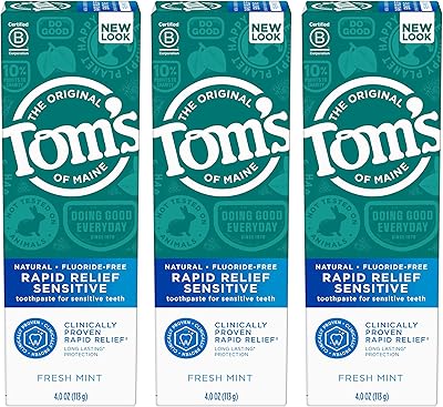 Sensitive toothpaste with quick relief without fluoride Tom's of Maine, fresh mint, 113 g, 3 sachets of 4 oz (pack of 3).. DIAYTAR NIGERIA delivers what you want at prices you'll love, all within 5-8 days nationwide.
