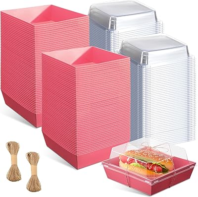 Zoobie Lot of 200 paper cold cuts with transparent lids, disposable transparent square candies, food containers and strings for sandwiches, cakes, cookies, donuts (pink).. Transform how you shop with DIAYTAR NIGERIA's vast selection and budget-friendly delivery options.