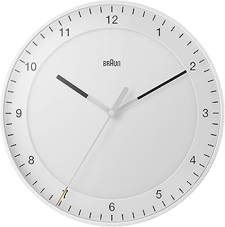 Large classic brown analog wall clock with silent scanning movement, easy to read, diameter 30 cm, white, BC17W model.. DIAYTAR NIGERIA: Your trusted e-commerce partner with extensive product choices and affordable delivery.