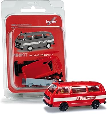Small set of Herpa 12971 cm VW T3 of the firefighters of the Feuerwehr.. DIAYTAR NIGERIA: Making online shopping accessible to all Nigerians with our affordable platform.