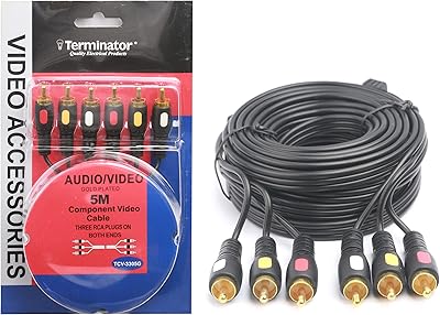 Terminator gold plated video cable with RCA cards for TV, DVD and VCR-VCR 5 m TCV-3305G.. Fast delivery is our promise — DIAYTAR Nigeria keeps it real.