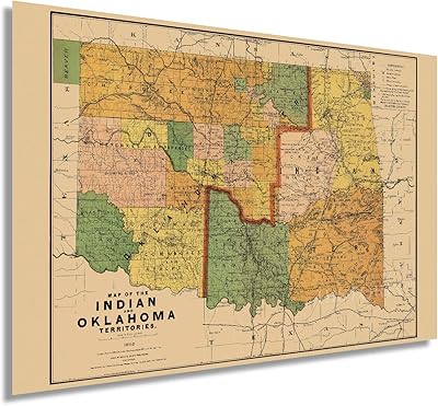 Map of Indian territories and Oklahoma 1892 24 x 36.. DIAYTAR NIGERIA: Your trusted marketplace that combines variety, affordability and reliable shipping.