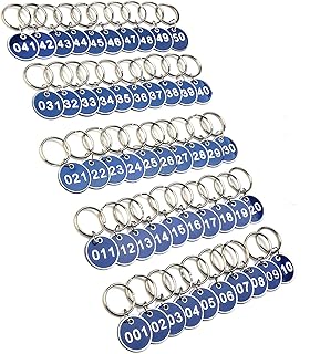 Zhengguan Set of aluminum alloy key labels, 1 to 50 numbered identity cards, round keychain for lockers, college, dormitory, pub, supermarket, hotel (blue).. Great finds. Great prices. Fast shipping. That’s DIAYTAR Nigeria.