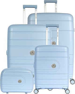 Unbreakable travel baggage approved by the TSA with 4 double wheels, double zipper, sky blue, a lot of 4.. Online shopping made simple and affordable — DIAYTAR Nigeria.
