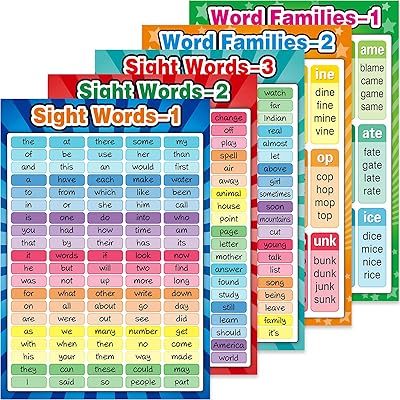 Educational posters families of words and words to sight, educational posters, posters and classroom decorations, educational posters for kindergarten, kindergarten, crèche, school at home, game decoration.. DIAYTAR NIGERIA: Your partner in affordable online retail with reliable delivery across the nation.