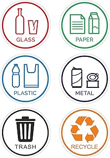 Package of 6 stickers for glass, paper, plastic, metal, trash cans - recycling logos vinyl sticker - ecological trash panels - 6.. DIAYTAR NIGERIA: Nigeria's answer to affordable online shopping with reliable 5-8 day delivery guarantee.