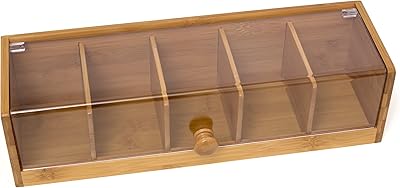 Free international 8187 Bamboo and acrylic tea box with 5 compartments, 14 "x 5" x 3-3/4.. Navigate through thousands of products at pocket-friendly prices with DIAYTAR NIGERIA's easy-to-use platform.