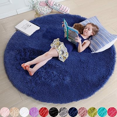 Soft round rugs for bedroom, 6 x 6 -foot soft carpet for children's bedrooms, fur carpet for teenage bedroom, round carpet with long hair for children's bedroom, soft velvet carpet for bedroom, indigo carpet, cute bedroom decoration.. Elevate your shopping experience with DIAYTAR NIGERIA's vast catalog and budget-friendly options.