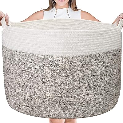 Tecom Baby Linen basket woven in cotton rope for blankets, toys, storage basket with handle, pillows, duvets, storage bins, clothes basket, covers, towels, storage container for the house.. Shop smarter with DIAYTAR NIGERIA's diverse marketplace and budget-friendly nationwide delivery.