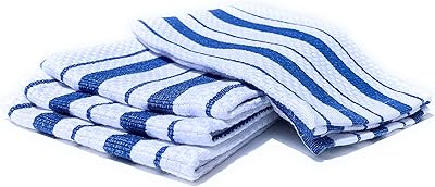 Kitchen tea towels with classic stripes Williams Sonoma, a lot of 4 (bright blue).. DIAYTAR NIGERIA brings the marketplace to every Nigerian home with affordable prices and quick delivery.