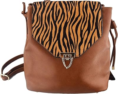 Backpack with leopard print zebra dune london for women, medium backpack, leather - brown.. DIAYTAR NIGERIA: Where every shopping need is fulfilled with affordable prices and nationwide shipping.