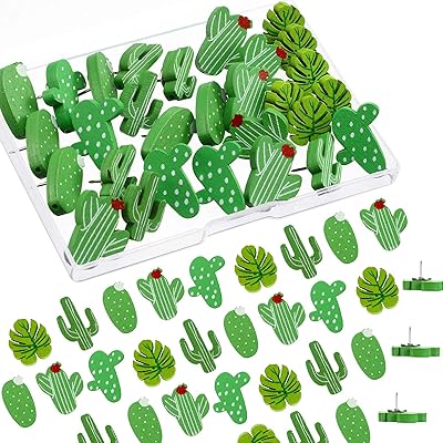 Wooden pins, pretty decorative bedbugs in the shape of cactus palm leaves for photo wall, cards, display panel or cork table (50 pieces).. Unlock endless possibilities with DIAYTAR NIGERIA's affordable marketplace and reliable delivery service.