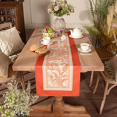Table tablecloth impermeable and unsightly exhaustable for the house, kitchen, interior festivals, weddings and outdoor decoration (40 x 120 cm, floral).. DIAYTAR NIGERIA transforms online shopping with competitive prices and dependable nationwide delivery.