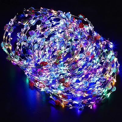 Crown of bright flowers, headband and LED crown that shine in the dark for women and girls, hair accessories for Valentine's Day, Wedding Festival, 10 pieces.. Experience the convenience of boundless shopping with DIAYTAR NIGERIA's vast selection and quick delivery.