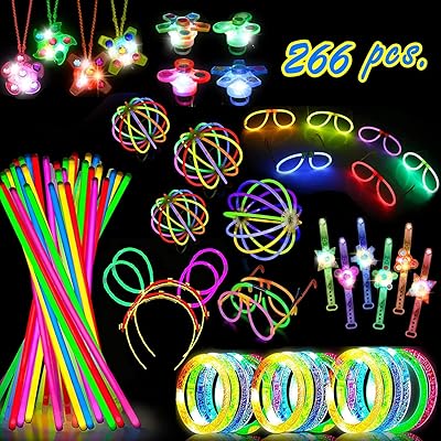 Set of 266 luminous sticks, set of festive supplies that shine in the dark, LED light toys, party gifts shining in the dark, Bulk party supplies for birthday of adult children with party gift, bracelet, glasses, flower balls.. DIAYTAR NIGERIA: Your partner in affordable online retail with reliable shipping across Nigeria.