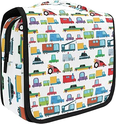 Hanging toiletry bag, travel makeup bag, cosmetics organizer for men and women, cartoon boy cars.. DIAYTAR NIGERIA: Bridging the gap between consumers and quality products with affordable nationwide shipping.