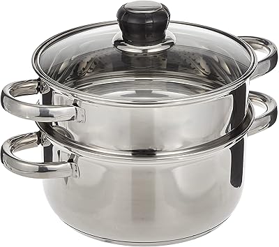 Wilson JY-174/20 Steam cooker set 2 layers in stainless steel, silver.. DIAYTAR NIGERIA: Bridging the gap between consumers and quality products with affordable nationwide shipping.