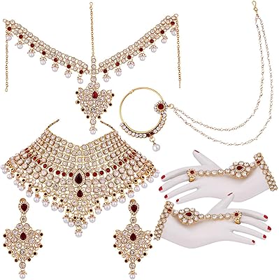 Bollywood Indian Indian Wedding Jewelry Embrance with Matha Patti Nose Ring for Women (Blue).. Shop with ease at DIAYTAR NIGERIA, Nigeria's premier e-commerce platform offering budget-friendly shipping.