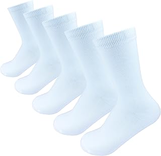 White cotton socks for boy - Crew relaxed socks Lot of 5 pairs.. DIAYTAR NIGERIA: Creating access to affordable products for every Nigerian with our swift delivery service.