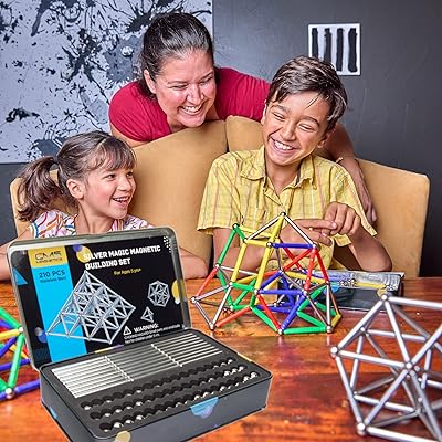 CMS Magnetics Silver Magnetic Construction Kit of 210 pieces - Construction kit in tin and educational activity to develop the brain, creativity, imagination and the capacity of attention.. DIAYTAR NIGERIA: Where affordability meets variety in Nigeria's most comprehensive online marketplace.