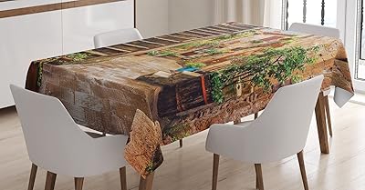 Italian table runner, seen from an old Mediterranean street with stone houses.. DIAYTAR NIGERIA: Your one-stop e-commerce destination with affordable prices and nationwide delivery in 5-8 days.