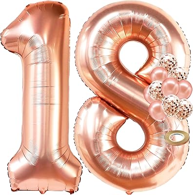 Balloons number 18 in pink gold - Mylar pink gold balloons for party decorations, engagement festival, birthday, prenatal party, 32 -foot wedding supplies.. DIAYTAR NIGERIA delivers what matters - quality, affordability, and prompt nationwide shipping.