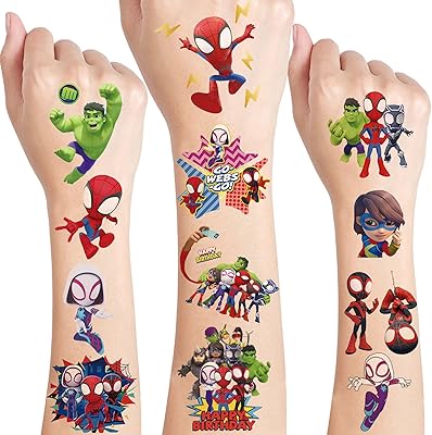 8 leafy of temporary tattoos of spider for boy, birthday party supplies for children, gift decorations, fake cute tattoos, spider party decorations.. DIAYTAR NIGERIA: Where every shopping need is met with affordable prices and timely delivery.