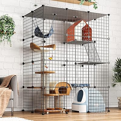 Large interior cage for cats, chat park in removable metal wire, large 2x3x4 dressing cage, perfect for 1 to 3 cats (115 x 175 x 146).. Need it fast? DIAYTAR Nigeria ships in just 5 to 8 days nationwide.