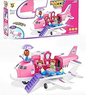 SAURAWAUT CARGO flying car toy with dressing table, bed, dining table, umbrella and many children's play sets - plane toy with luggage rack (pink).. DIAYTAR NIGERIA: Where shopping is a pleasure with affordable prices and reliable delivery service.