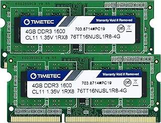 Timetech 8 GB Kit (2 × 4 GB) DDR3L / DDR3 1600 MHz PC3L-12800 / PC3-12800 WITH not supported cache 1.35 V / 1.5 V CL11 1RX8 SINGLE RATING 204 SODIUM SODIUM PINKS, TOLETABLE and PC.. Your comprehensive marketplace awaits at DIAYTAR NIGERIA with affordable prices and reliable delivery times.