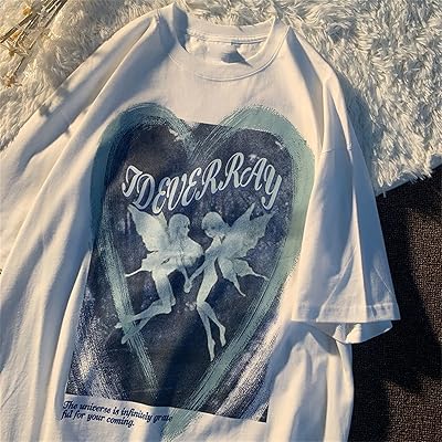 Vintage Korean clothing T-shirt extra large gothic for women summer y2k tees punk hip hop relaxed tops (color: bay, size: m).. Transform how you shop with DIAYTAR NIGERIA's vast selection and budget-friendly delivery options.