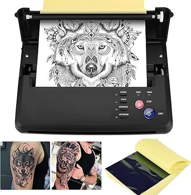 Tattoo transfer stencil machine, printer-clier, thermal tattoo printer, printer-coper with 20 pieces of free tattoo stencil transfer paper (2023 update version).. DIAYTAR NIGERIA combines affordability with convenience, delivering your purchases within 5-8 days.