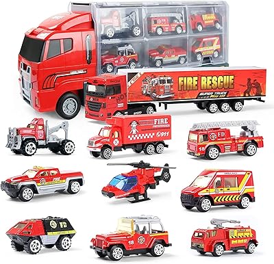 Fire truck toys 10 in 1, mini fire truck in a carrier truck, double -sided emergency transport vehicle for boys and 3 -year -old girls.. Your digital shopping companion, DIAYTAR NIGERIA offers unmatched value with nationwide shipping.