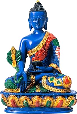Statue of Buddha of Meditation Ghoini ~ Interior and exterior garden decoration ~ 5 "Colorful spiritual statues for the house and the office ~ painted in Nepal (Buddha of Medicine).. Shop with purpose at DIAYTAR NIGERIA and receive products at unbeatable prices within the week.