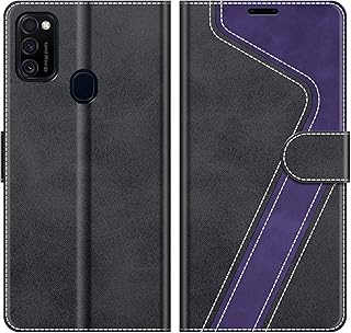 Mobesv Samsung Galaxy M21 shell, phone shell for Samsung Galaxy M21, phone case for Samsung Galaxy M21, Rabat wallet case for Samsung Galaxy M21, Black/Purple.. Nigeria shops with DIAYTAR — wide selection, fast shipping, and great value.