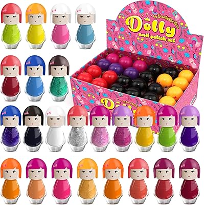Set of dolly nail polish of 24 trendy bottles in the shape of a non -toxic peblen nail polish flavored with strawberries (set B).. DIAYTAR NIGERIA brings the marketplace to every Nigerian home with affordable prices and quick delivery.